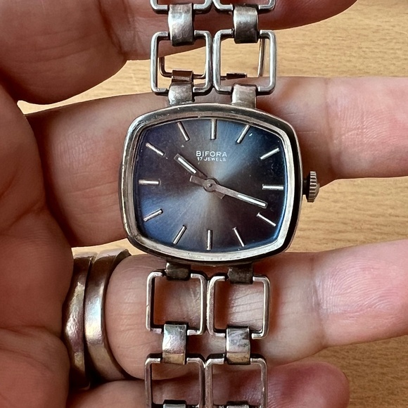 VINTAGE BIFORA 800 SILVER LADIES AUTOMATIC MECHANICAL WATCH UNIQUE BRACELET WORK main image 4